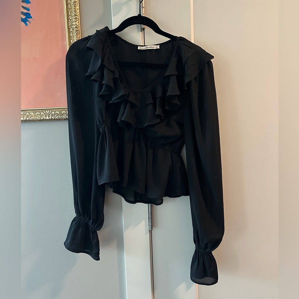 Abercrombie & Fitch Black Ruffle Blouse